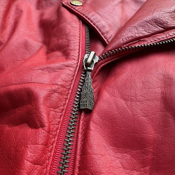 Rare Vintage London Fog Red Leather Moto Jacket Women’s 12 Made in Korea 80s - Picture 12 of 16